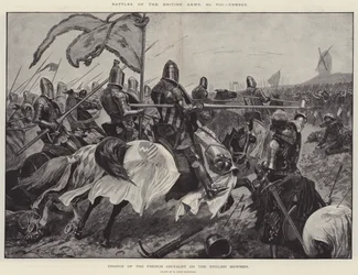Slag fra den britiske hæren, Cressy, sjef for det franske ridderskapet på de engelske bueskytterne